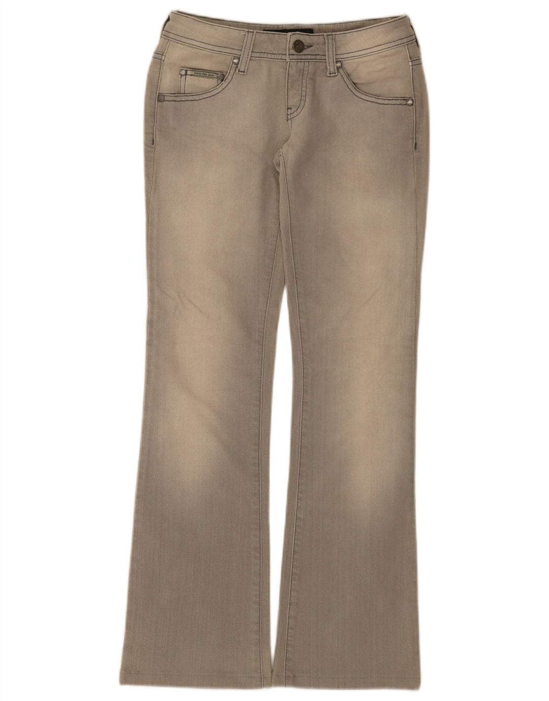 Ženske traperice Calvin Klein Bootcut W26 L30 sivi pamuk