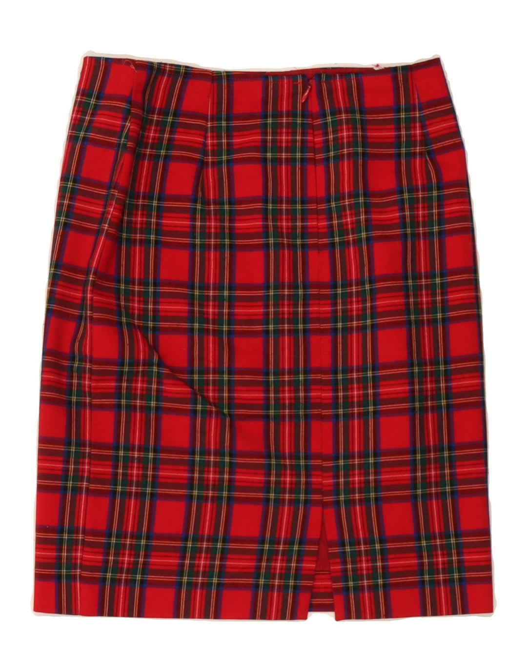 GERMANO ZAMA Womens Straight Skirt UK 12 Medium W28 Red Check Polyester Vintage Germano Zama and Second-Hand Germano Zama from Messina Hembry 