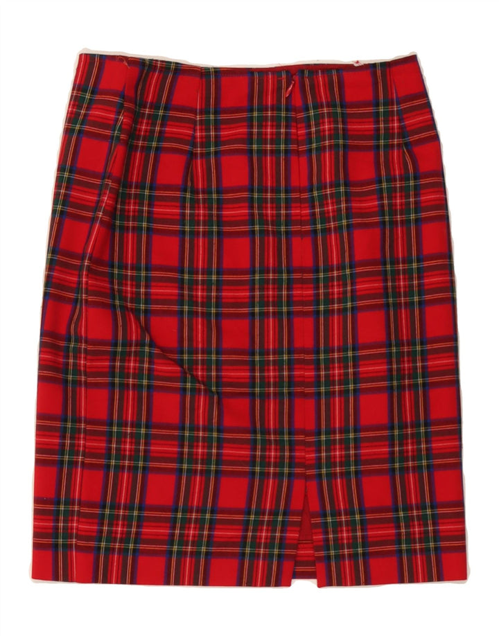 GERMANO ZAMA Womens Straight Skirt UK 12 Medium W28 Red Check Polyester Vintage Germano Zama and Second-Hand Germano Zama from Messina Hembry 