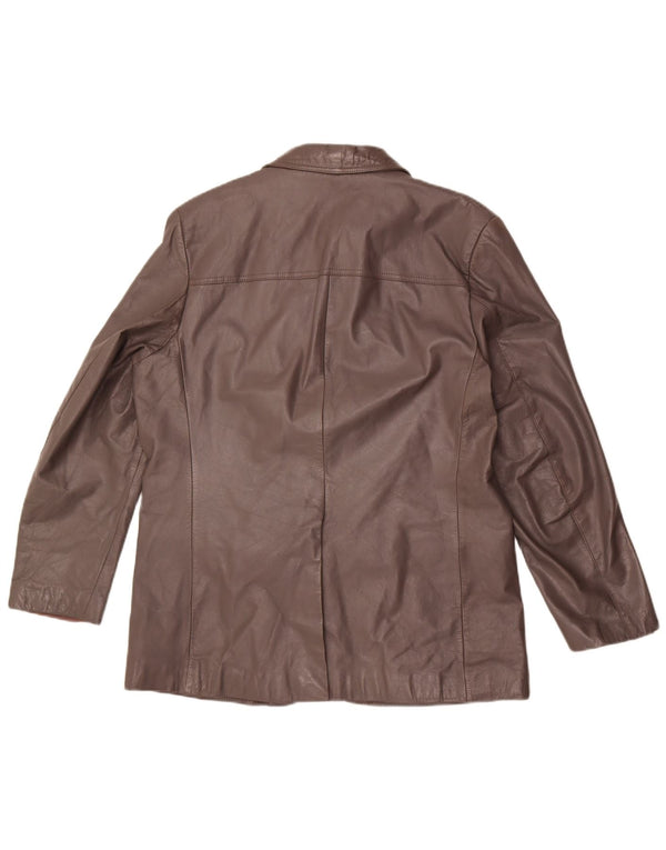 Vintage Mens 2 Button Leather Blazer Jacket UK 44 2XL Brown Leather