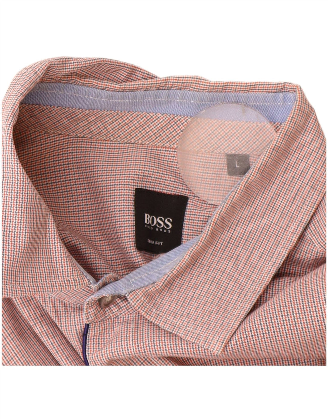Hugo Boss muška karirana uska košulja, veliki narančasti pamuk