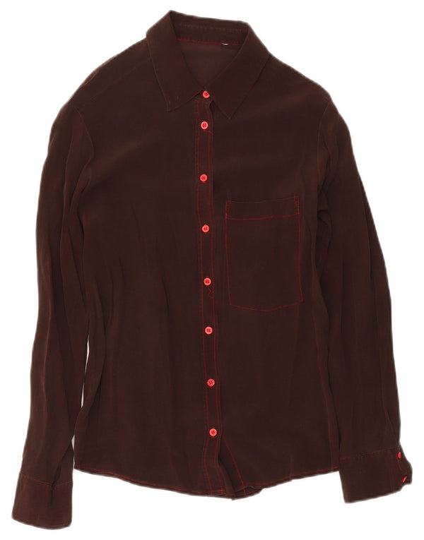 Vintage ženska košulja bluza UK 12 srednje smeđa