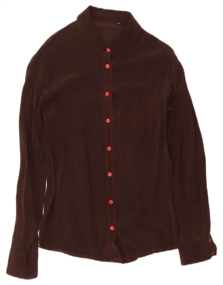 Vintage ženska košulja bluza UK 12 srednje smeđa