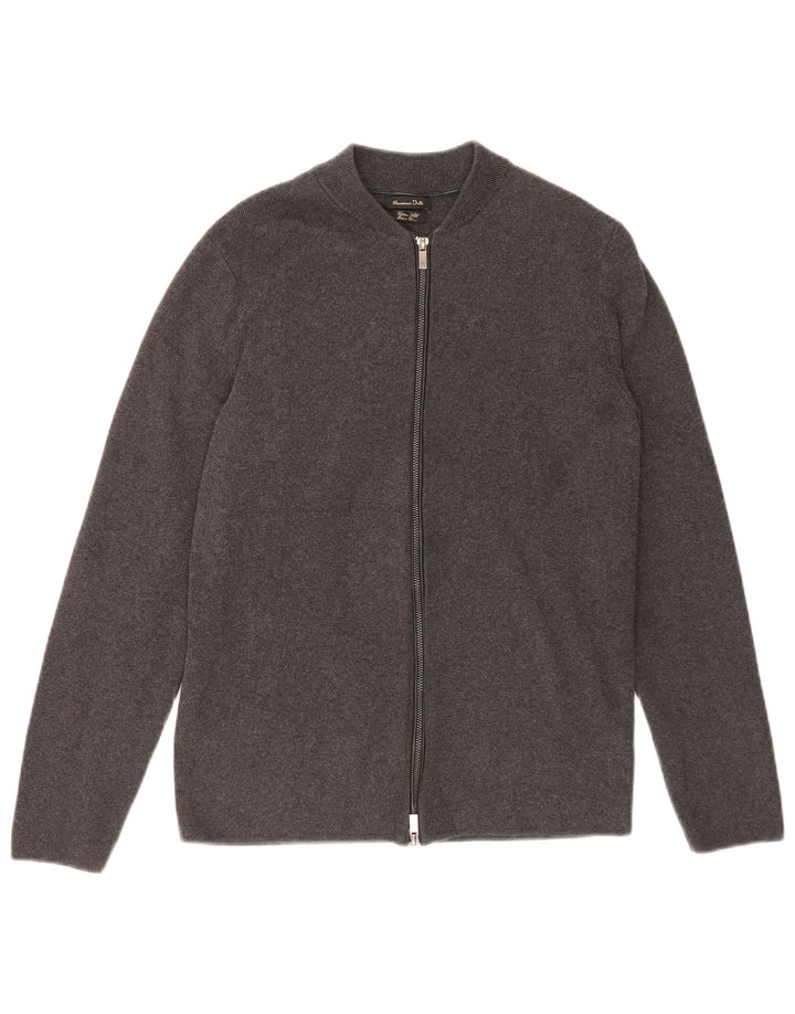 Massimo Dutti muški kardigan džemper srednje sive boje od pamuka