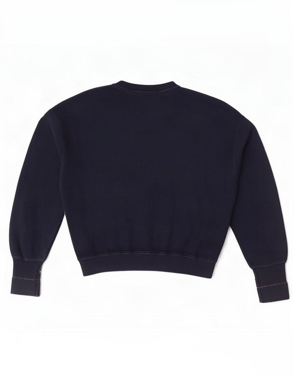 Lacoste Womens Crop V-Neck Jumper Sweater Size 38 Medium Navy Blue Cotton