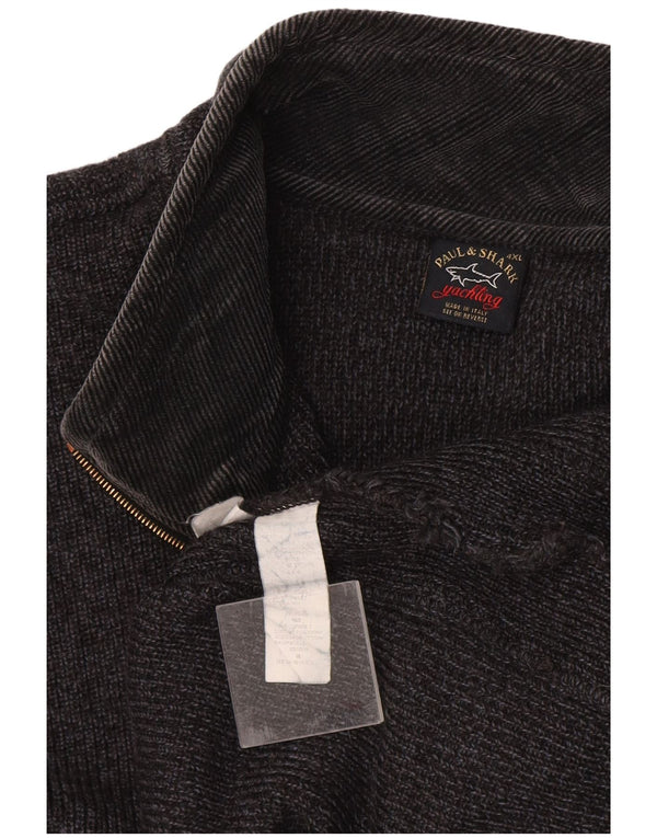 Paul & Shark muški džemper s izrezom i patentnim zatvaračem za jahte 4XL sivi pamuk