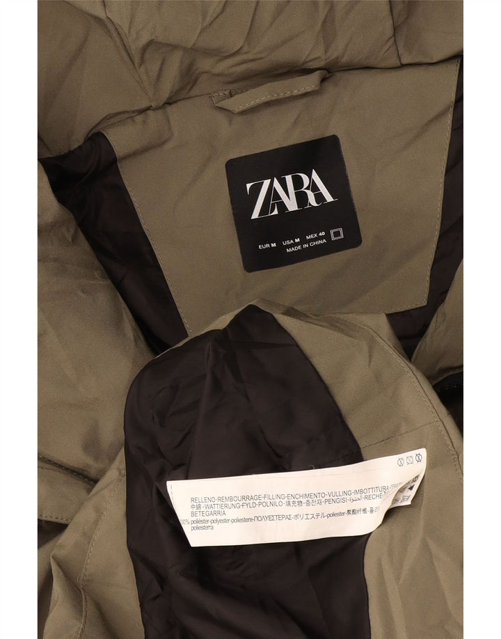 Zara muška podstavljena jakna s kapuljačom UK 38 srednji kaki poliester