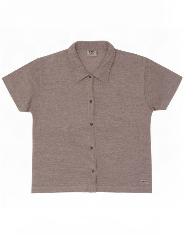 Lee Womens Short Sleeve Shirt UK 18 XL Grey Flecked Cotton