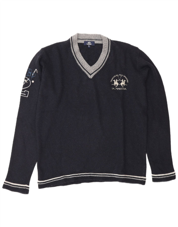 La Martina muški džemper s V-izrezom XL tamnoplavi