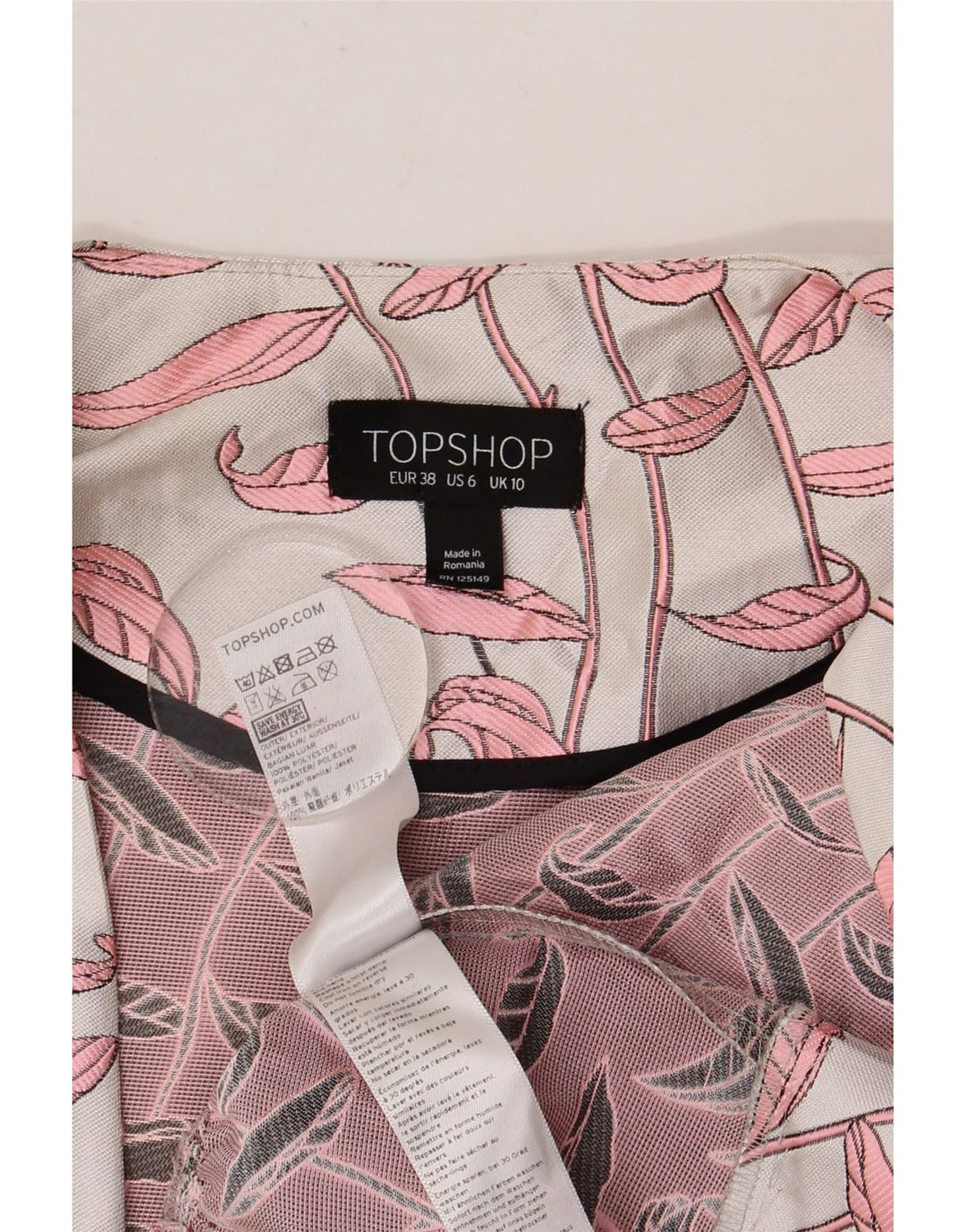 Topshop Ženska košulja s apstraktnim uzorkom UK 10 Mala bijela