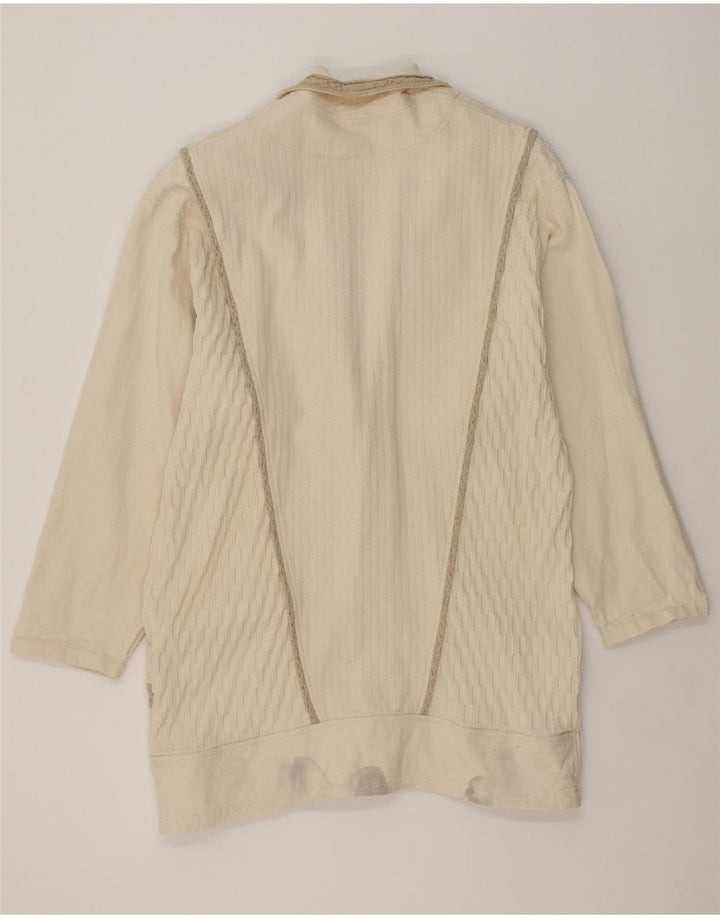 FITZ Womens Big & Tall Oversized Blazer Jacket UK 18 XL Off White Cotton Vintage Fitz and Second-Hand Fitz from Messina Hembry 