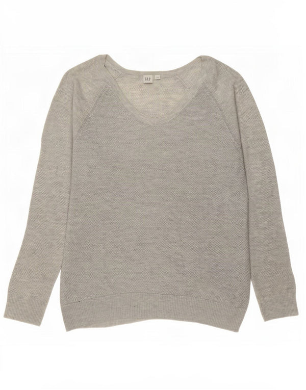 Gap ženski džemper s V-izrezom UK 18 XL sivi flekasti pamuk