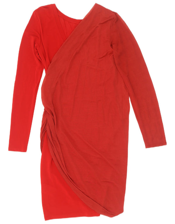 Marella Womens Long Sleeve Sheath Dress UK 8 Small Red Viscose