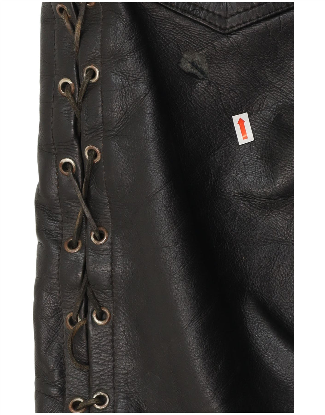 VINTAGE muške ravne kožne hlače W30 L30 crne