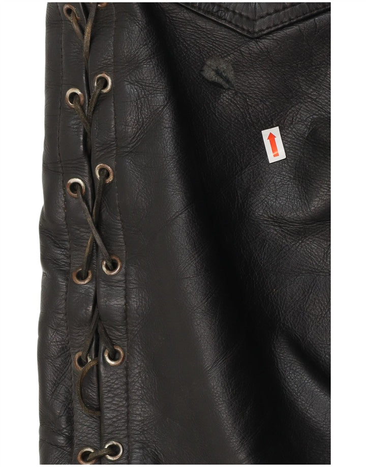 VINTAGE muške ravne kožne hlače W30 L30 crne