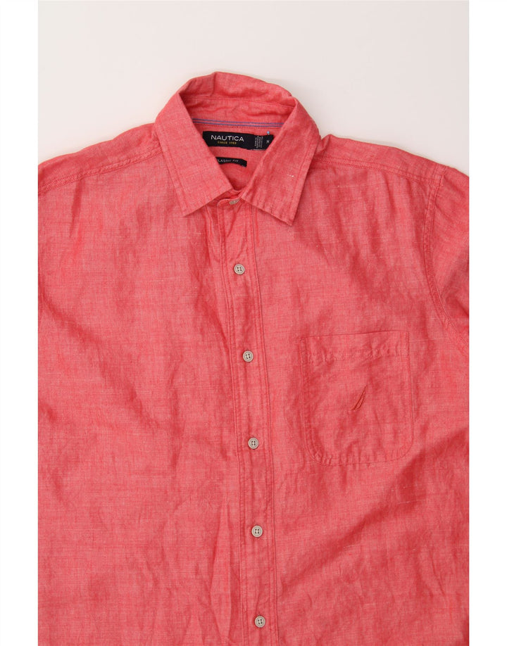 NAUTICA Mens Classic Fit Short Sleeve Shirt Medium Red Ramie Vintage Nautica and Second-Hand Nautica from Messina Hembry 