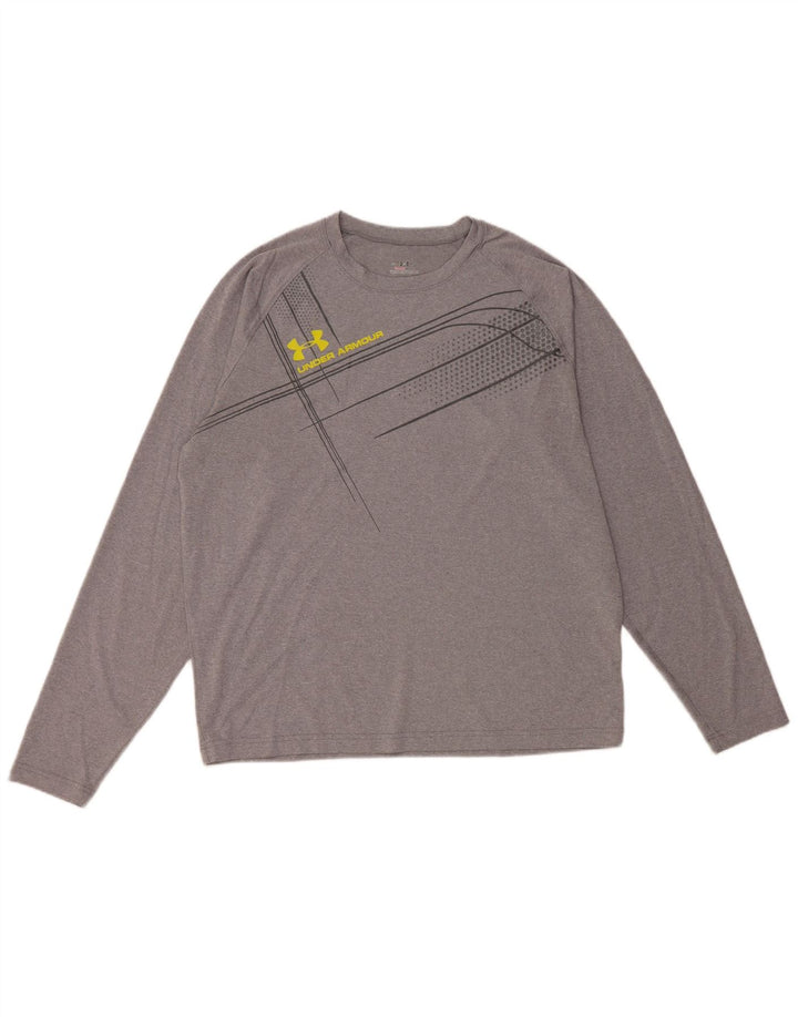UNDER ARMOUR Muška majica Heat Gear Graphic Top dugih rukava Veliki sivi poliester