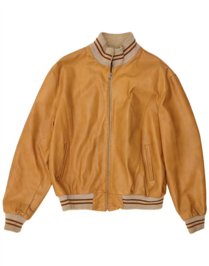 Vintage muška bomber kožna jakna UK 42 XL bež koža