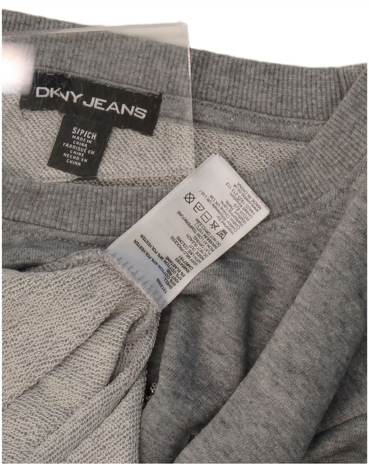 DKNY Womens Oversized Graphic Sweatshirt Jumper UK 10 Small Grey Cotton
