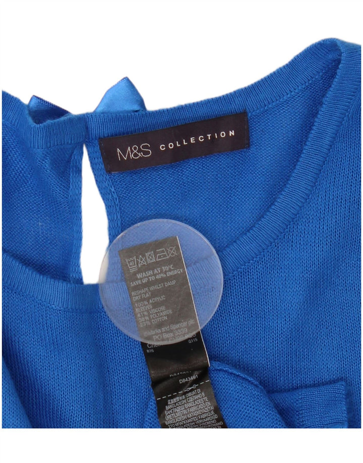 Marks & Spencer ženski džemper s veznim izrezom UK 12 Srednje plava