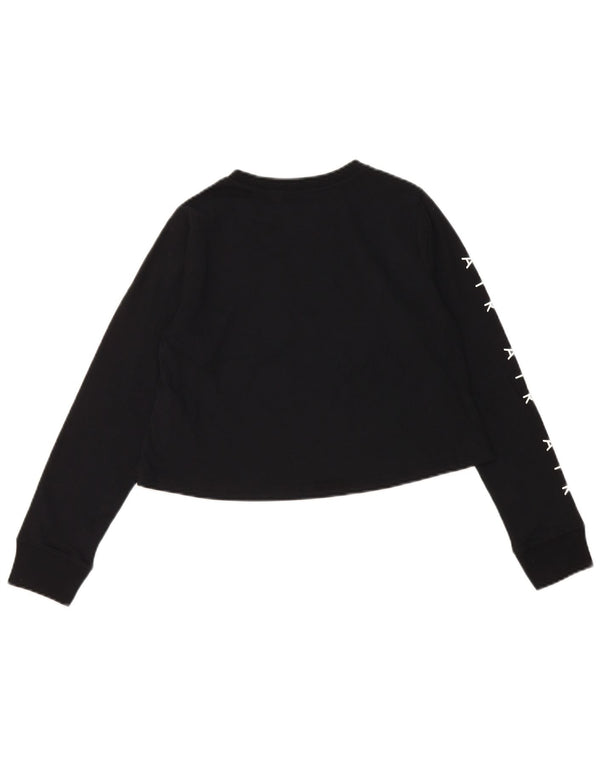 NIKE Girls Crop Graphic Majica dugih rukava 10-11 godina srednje crna pamuk