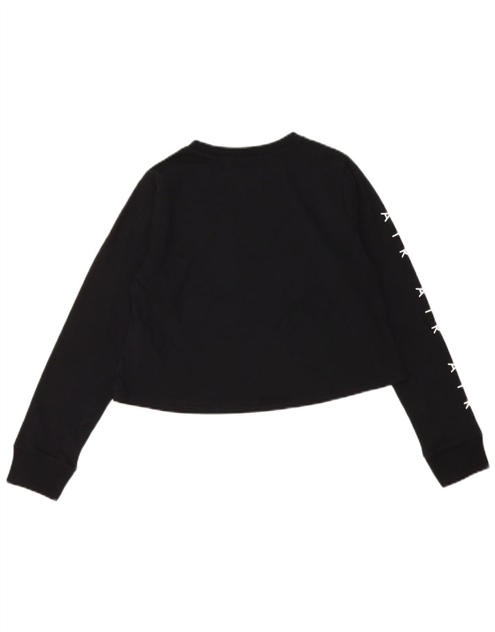 NIKE Girls Crop Graphic Majica dugih rukava 10-11 godina srednje crna pamuk