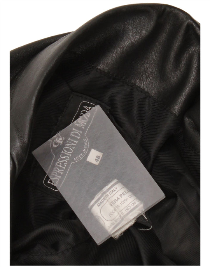 Vintage ženska kožna jakna sa 3 gumba IT 48 XL crna koža