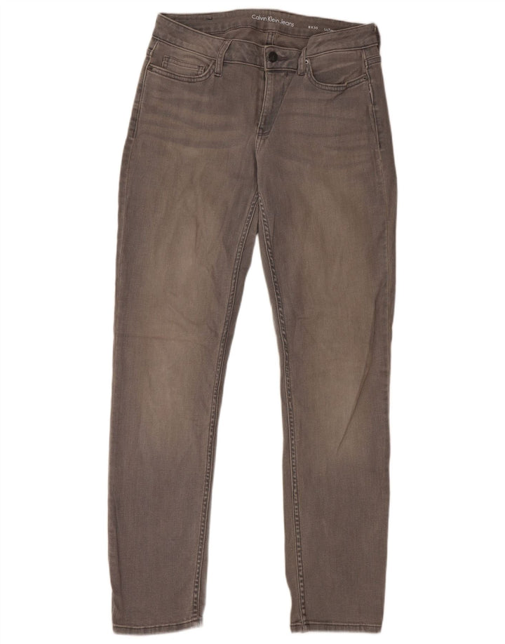 CALVIN KLEIN Ženske uske traperice US 8 srednje W30 L30 sivi pamuk