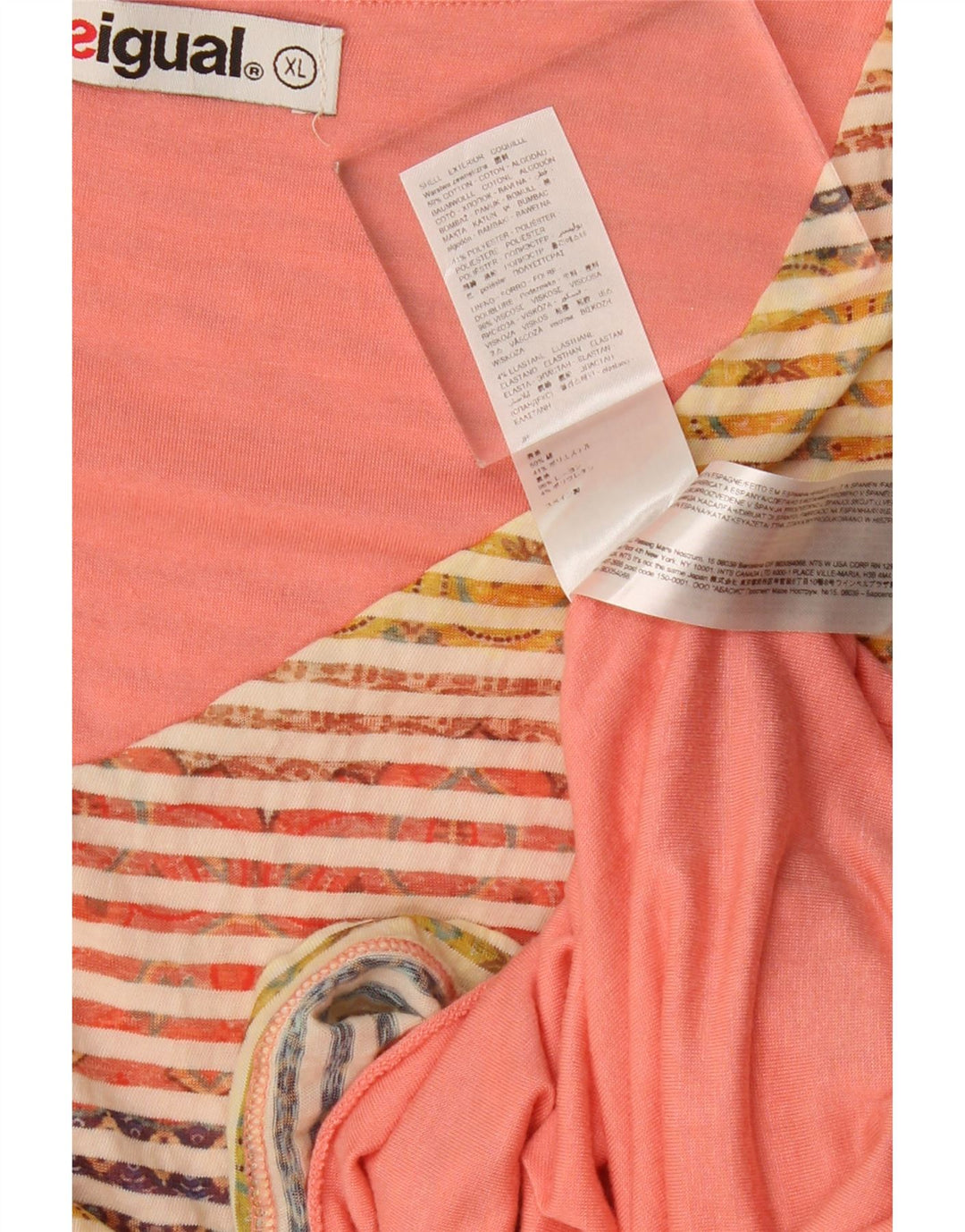 DESIGUAL Ženska plašt haljina UK 18 XL Raznobojni prugasti pamuk