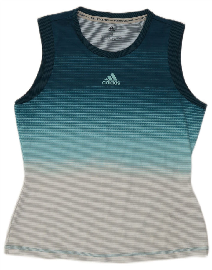 Adidas ženski prsluk UK 12/14 srednje plavi prugasti poliester