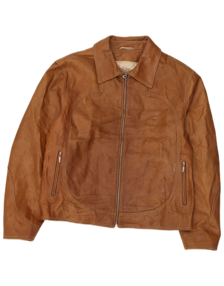 J.J.Scott Mens Leather Jacket IT 50 Large Brown