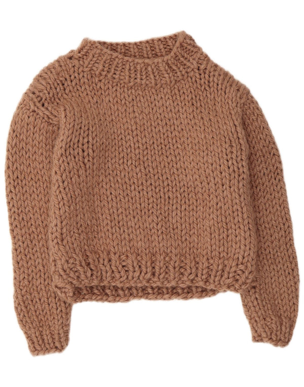 Vintage ženski kratki džemper s kornjačinim ovratnikom UK 14 Srednje bež