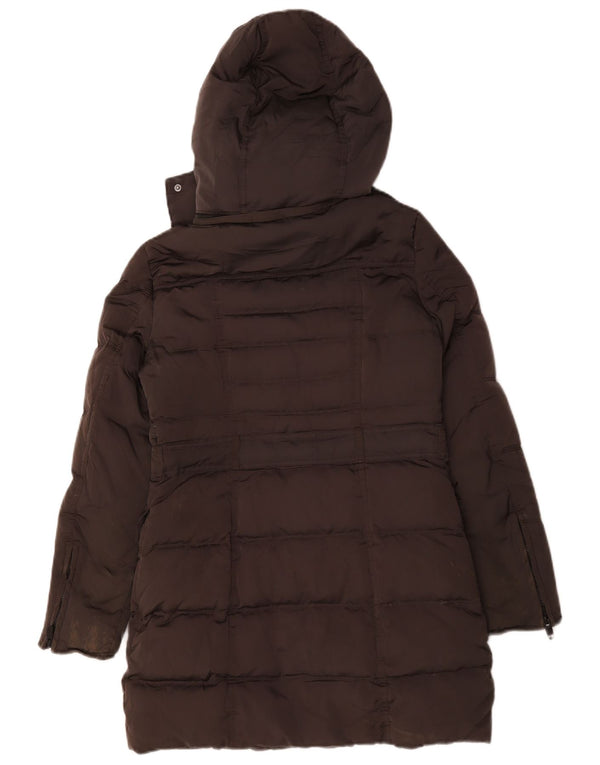 Zara Womens Hooded Padded Coat UK 10 Small Grey Polyester