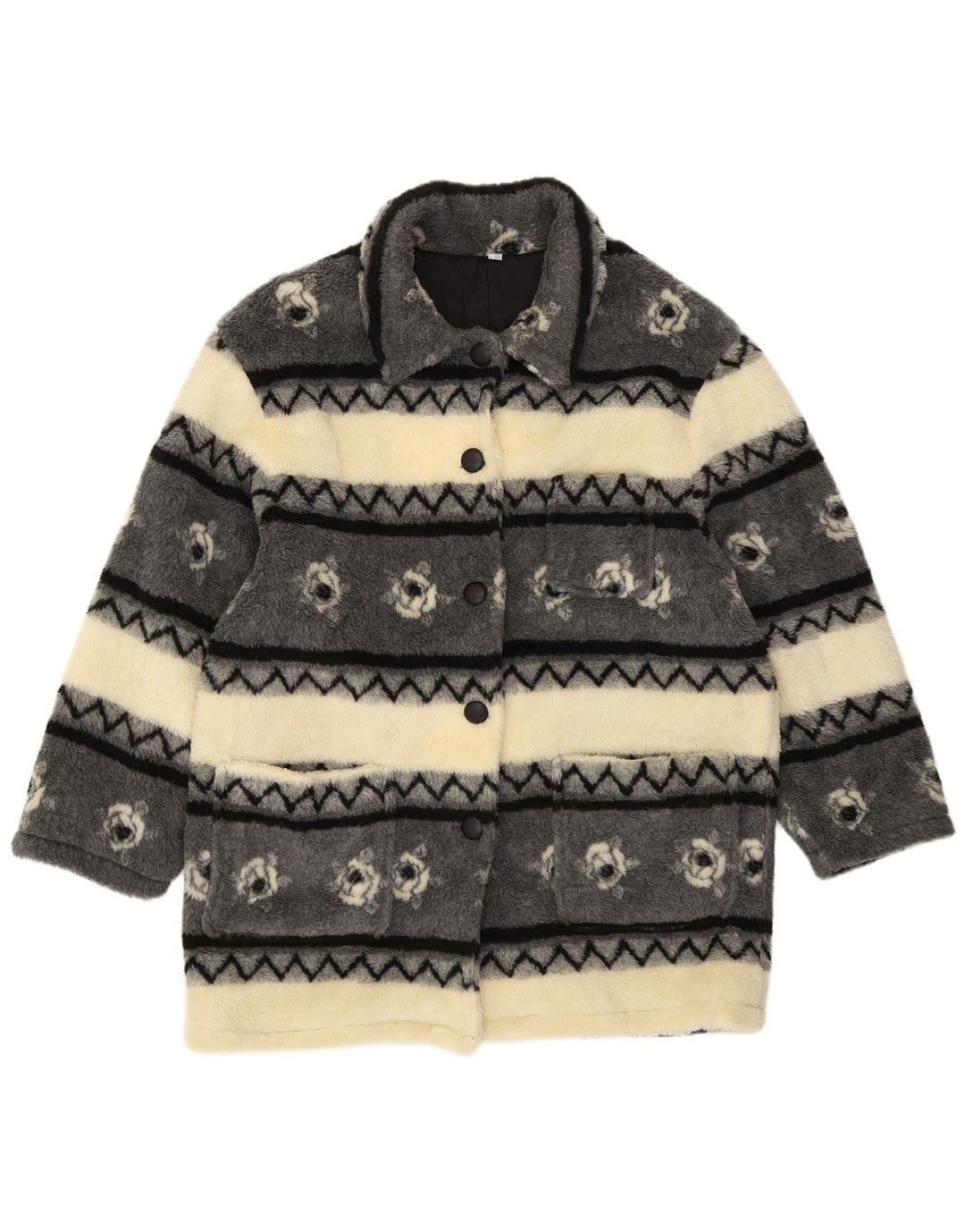 VINTAGE ženska šerpa vjetrovka UK 20/22 2XL bež na pruge