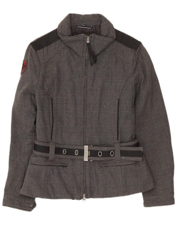 Muzejska ženska bomber jakna UK 14 Srednje sivi pamuk u obliku ptičje zube