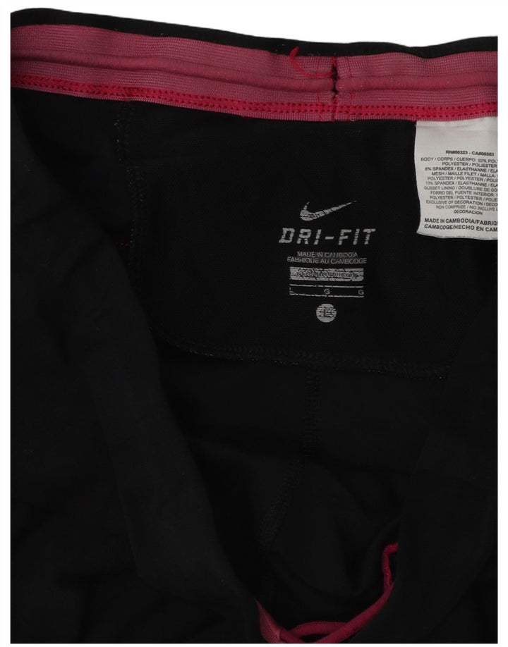 NIKE Ženske Dri Fit Capri Trenirke Hlače UK 16 Large Black Colourblock