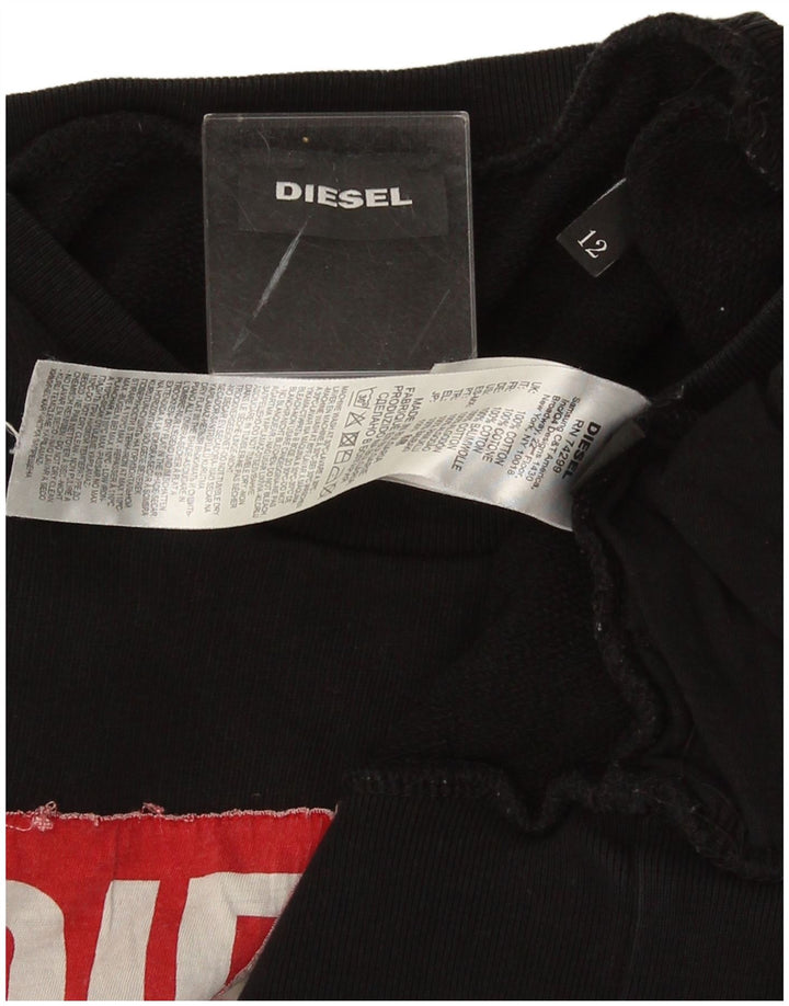 Diesel ženski džemper s grafičkim motivima UK 12 srednje crni pamuk