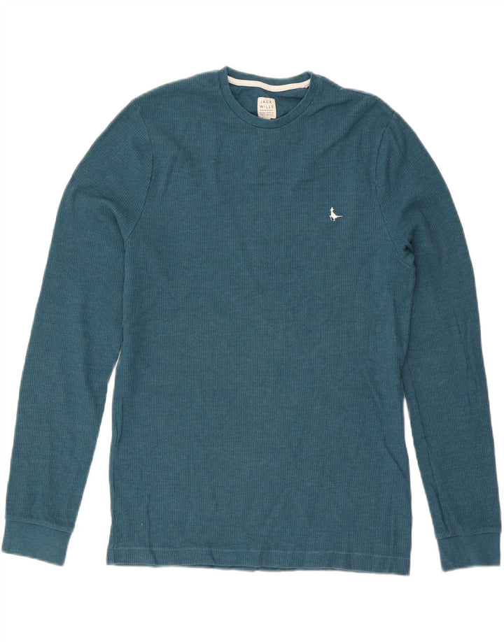 Jack Wills muška majica dugih rukava, mali plavi pamuk