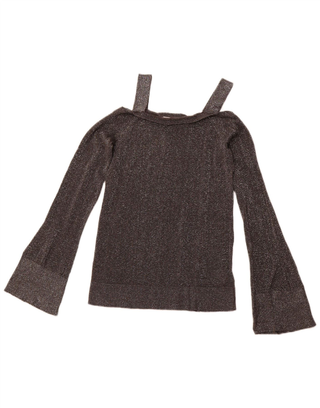 MICHAEL KORS Ženski gornji dio bluze s otvorenim ramenima UK 6 XS Sivi flekasti pamuk