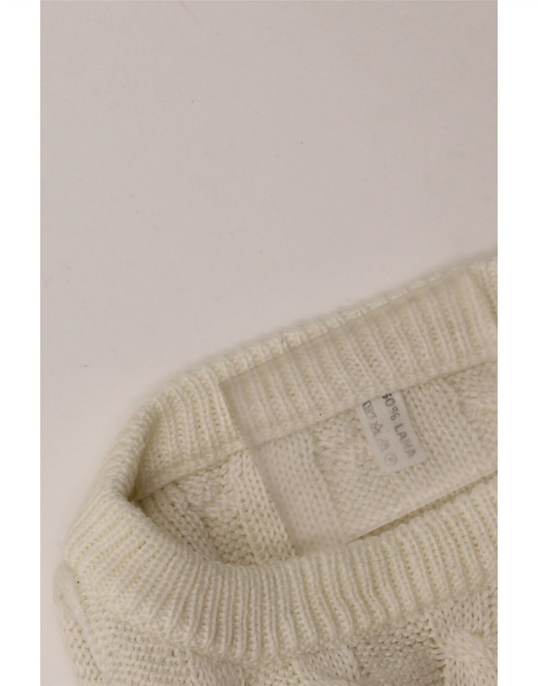 VINTAGE ženski džemper s okruglim izrezom UK 14 srednje bijele vune