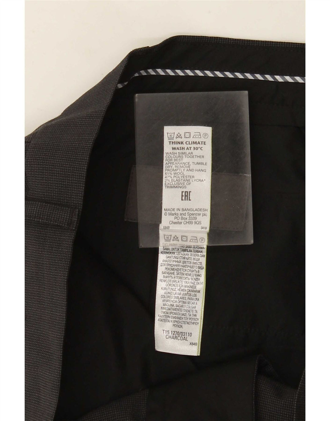 Marks & Spencer muške hlače ravnog odijela W38 L31 Siva vuna