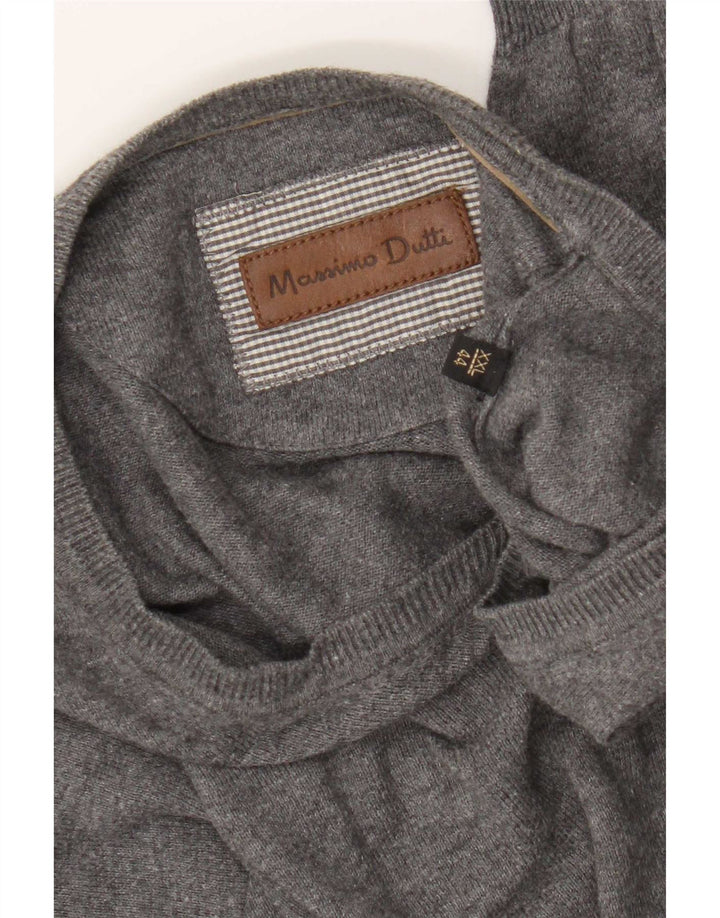 Massimo Dutti muški pulover s V-izrezom 2XL sivi Regular Fit