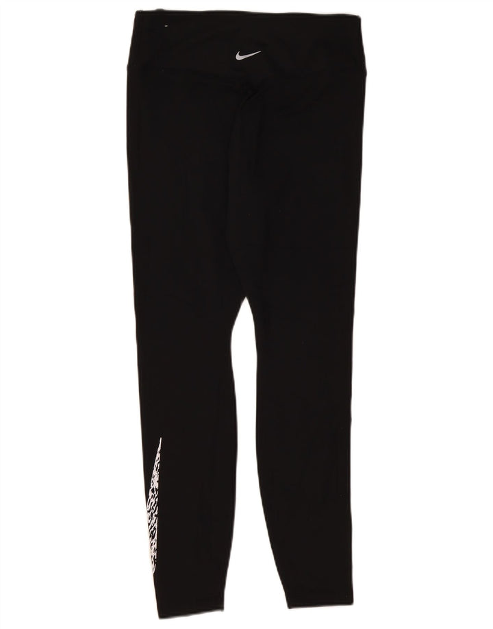NIKE Ženske Dri Fit grafičke tajice UK 12 Srednje crni poliester