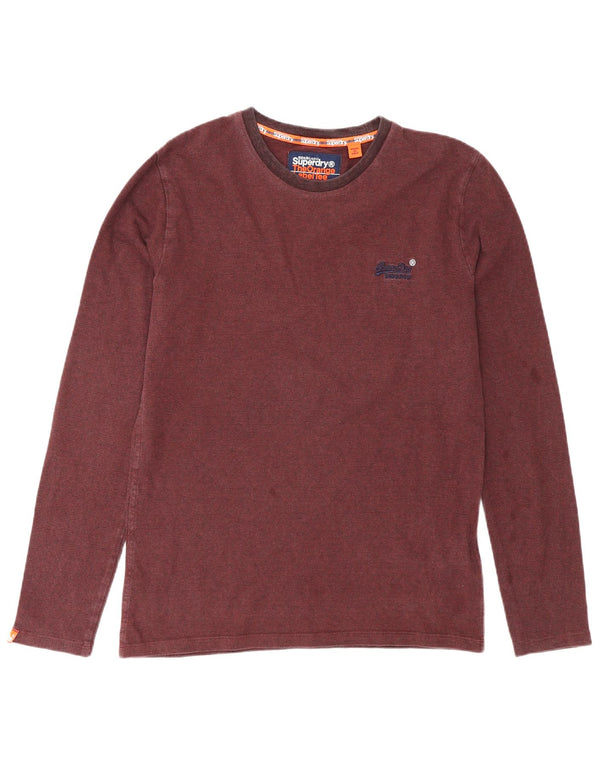 Superdry muška majica dugih rukava, mali tamnocrveni pamuk