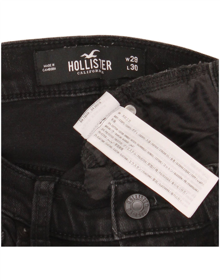 HOLLISTER Ženske uske traperice s oskudima W29 L30 crni pamuk