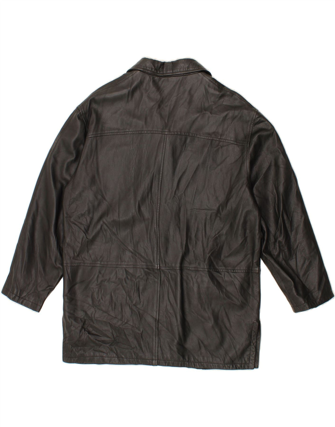 VINTAGE Womens Leather Coat IT 48 XL Black Leather Vintage Vintage and Second-Hand Vintage from Messina Hembry 
