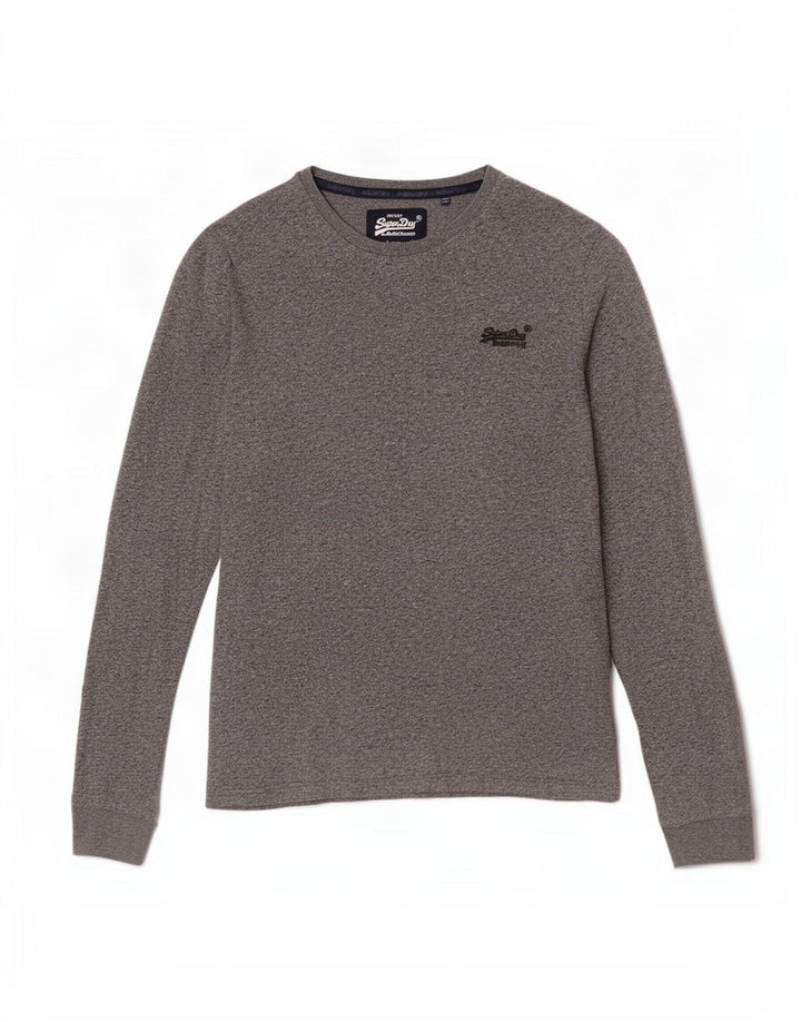 Superdry muška majica dugih rukava, srednje sivi flekasti pamuk