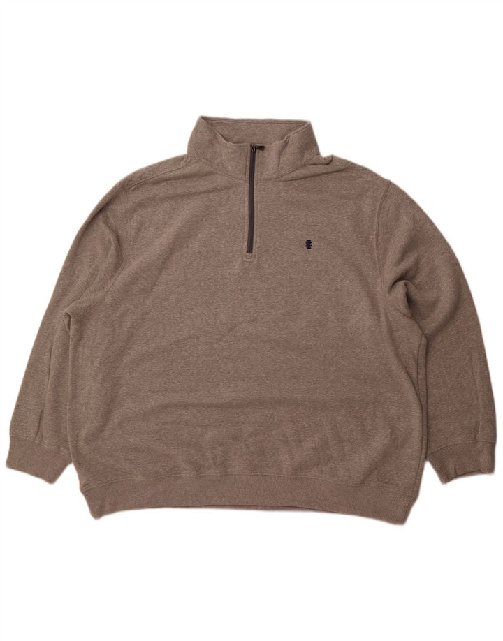 IZOD Muška majica s izrezom na patentni zatvarač 2XL sivi pamuk