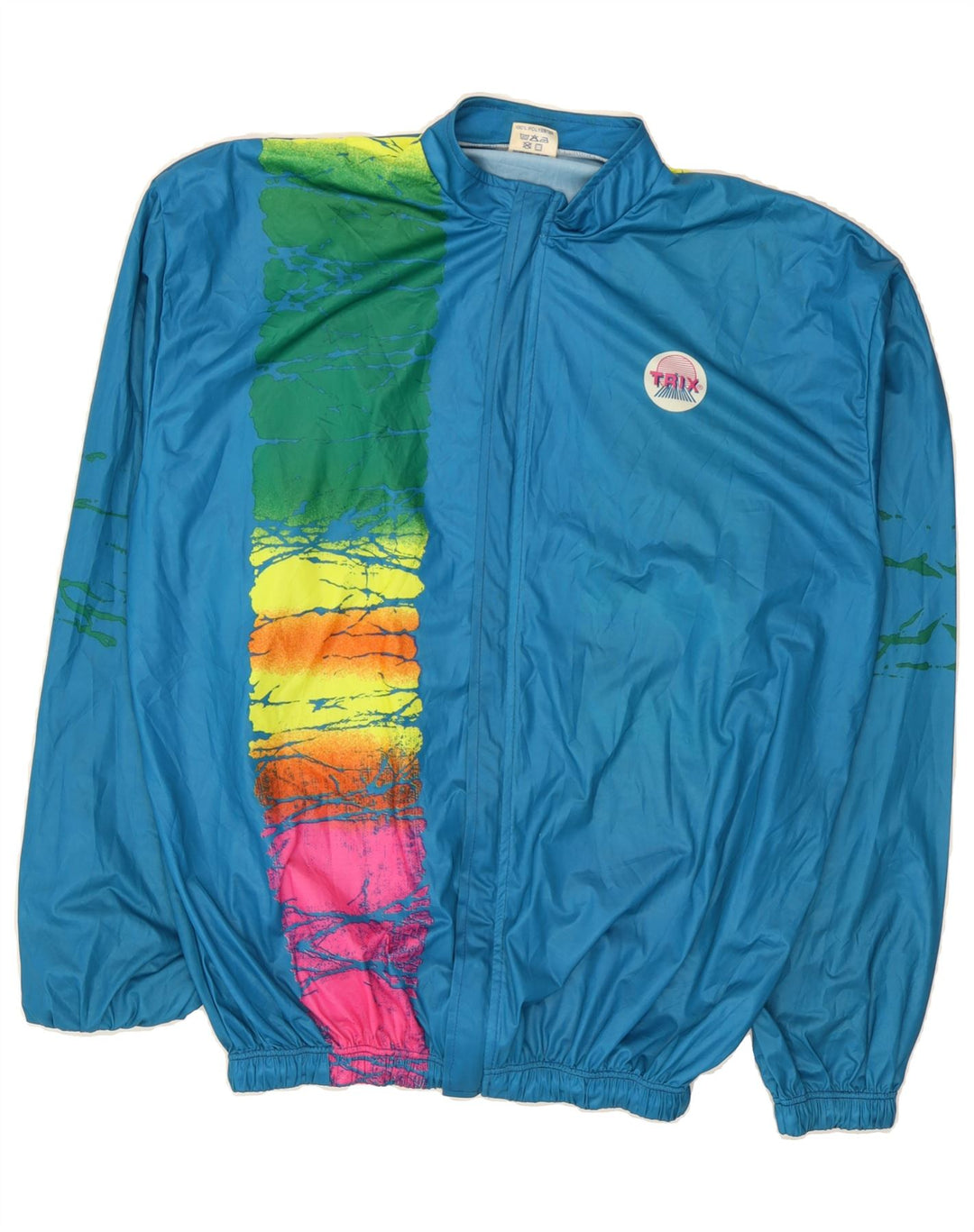 VINTAGE Mens Tracksuit Top Jacket 2XL Blue Colourblock Polyester Vintage Vintage and Second-Hand Vintage from Messina Hembry 