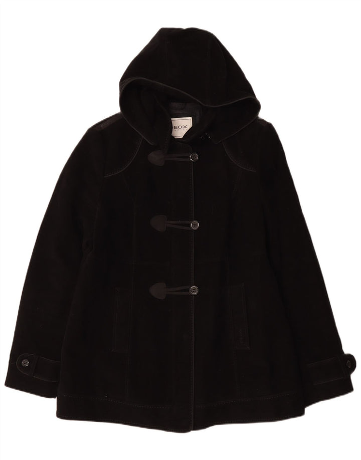 GEOX ženski Respira Duffle Coat UK 12 srednje crni pamuk